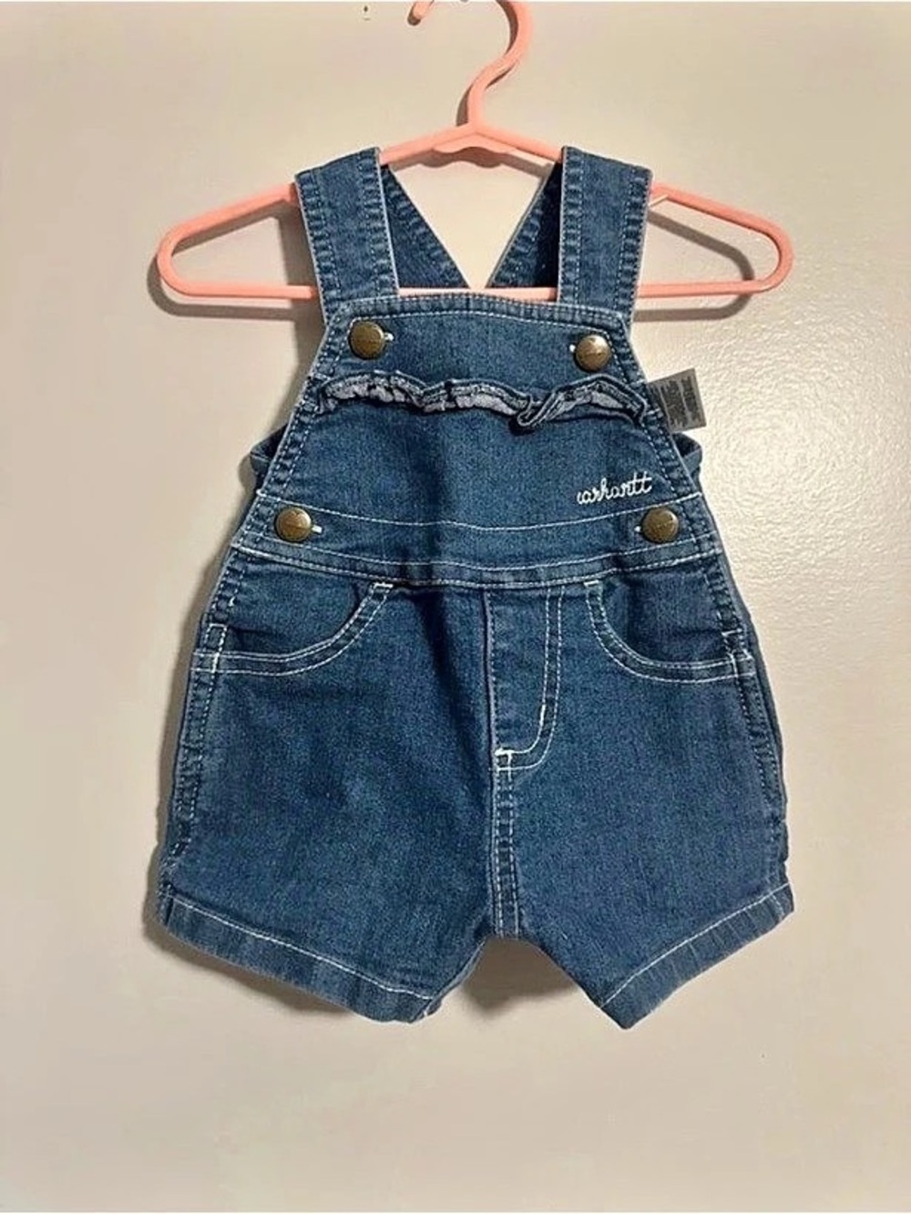 Carhartt Infant Girls Denim Ruffle Shortall Blue